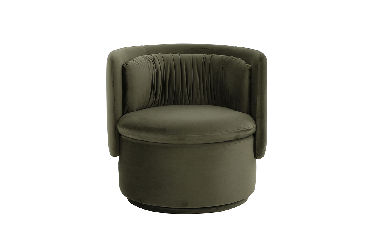 Кресло поворотное велюровое зеленое