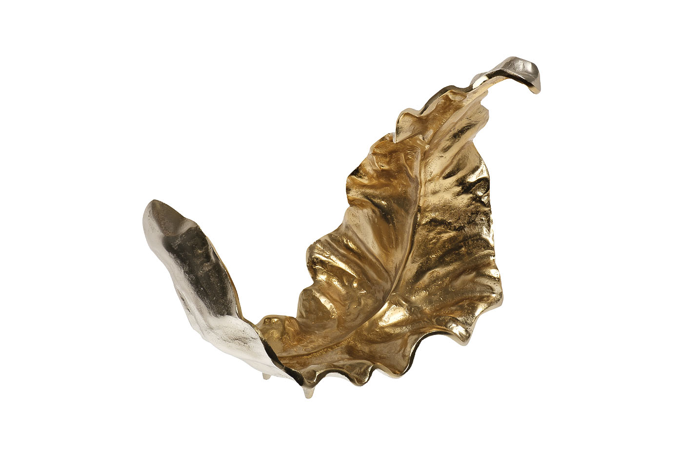 Тарелка декоративная "Лист" металлическая золото/хром 71PN-0780